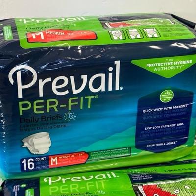 Lot 469 Case of 96 prevail daily, disposable briefs, size medium, 32 inch to 44 inch