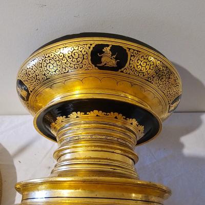 Vintage Gold Lacquer Offering Vessel & Picnic Basket (BS-JS)