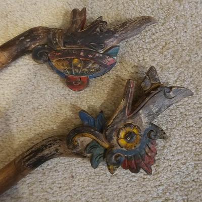 Vintage Carved End Curtain Rods (BS-JS)