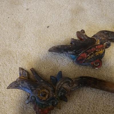 Vintage Carved End Curtain Rods (BS-JS)