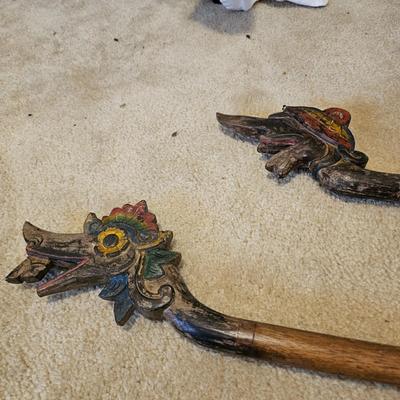 Vintage Carved End Curtain Rods (BS-JS)