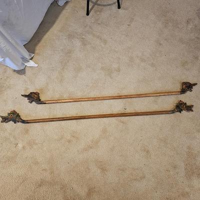 Vintage Carved End Curtain Rods (BS-JS)