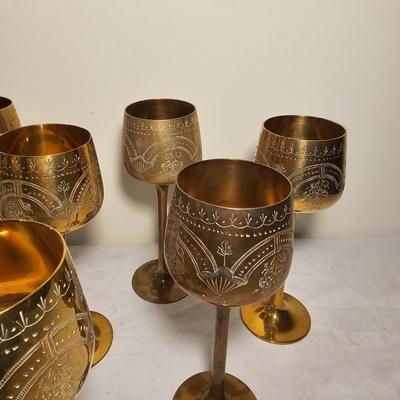 Set of 12 Engraved Brass Goblets (BS-JS)