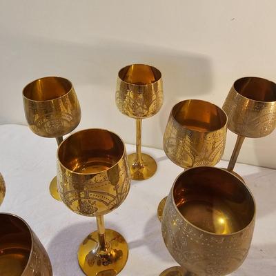 Set of 12 Engraved Brass Goblets (BS-JS)
