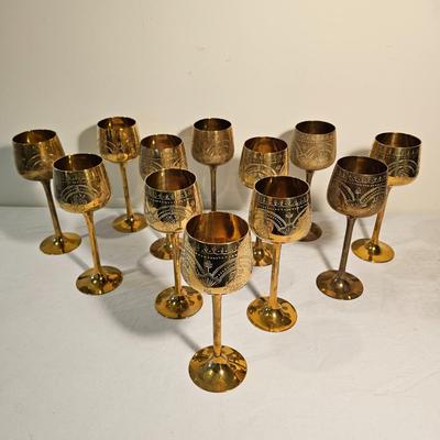 Set of 12 Engraved Brass Goblets (BS-JS)