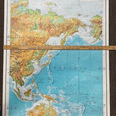 Large 3-Panel Color World Map