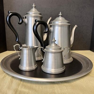 Vintage MCM Pewter Coffee Tea Serving Set - 5 Pieces