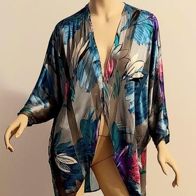 Vtg 1970's Rare Victoria Secret 100% Silk Shirt Kaftan metallic vibes