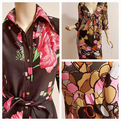 2 For 1 Price dresses Diane von Furstenber & 1970s Flower Power ILGWU