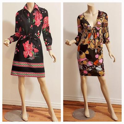 2 For 1 Price dresses Diane von Furstenber & 1970s Flower Power ILGWU