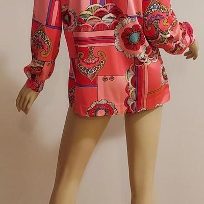 Vtg 1970s Flower Power Button Front Shirt