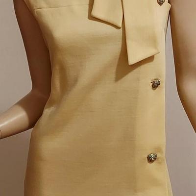 Vtg 1960s Domani knits Yellow Twiggy dress