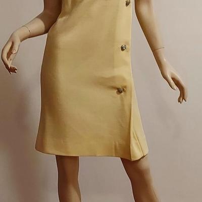 Vtg 1960s Domani knits Yellow Twiggy dress