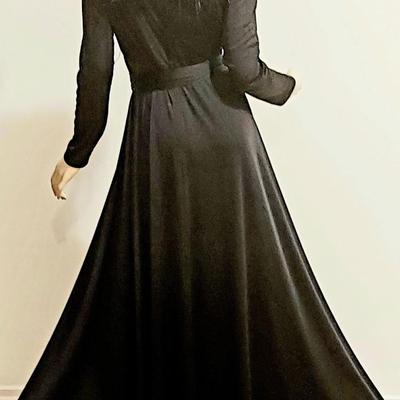 Vtg 1970s Lilli Diamond Regal Maxi w/ Ostrich Feather Trim