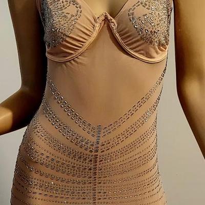 Layering fully rhinestone Maxi dress Bra Bodice