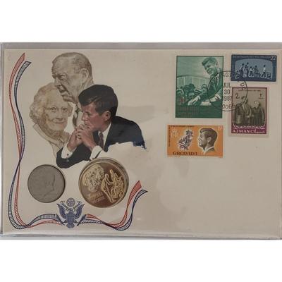 John F. Kennedy commemorative cover with coin