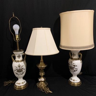 Two Brass & Enamel Lamps plus Touch Lamp (BS-KW)