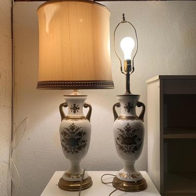 Two Brass & Enamel Lamps plus Touch Lamp (BS-KW)