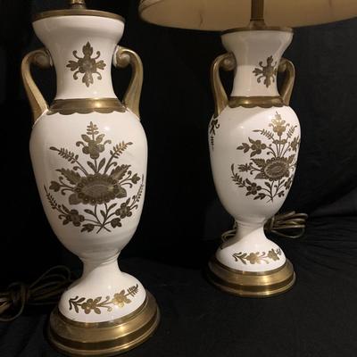 Two Brass & Enamel Lamps plus Touch Lamp (BS-KW)