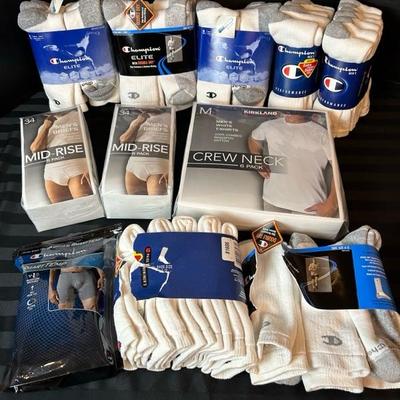 Lot 572 Mens undershirts, briefs, & socks. Some open packages