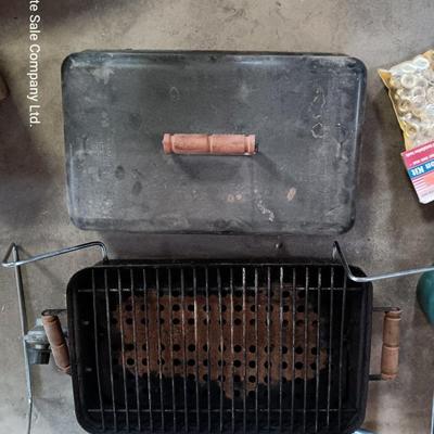 Folding camp chair, Cooler, Grill, and an assortment of other camping items