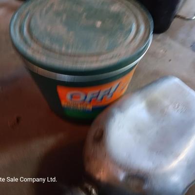 Folding camp chair, Cooler, Grill, and an assortment of other camping items