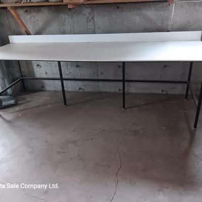 Long metal framed table / workbench / craft table
