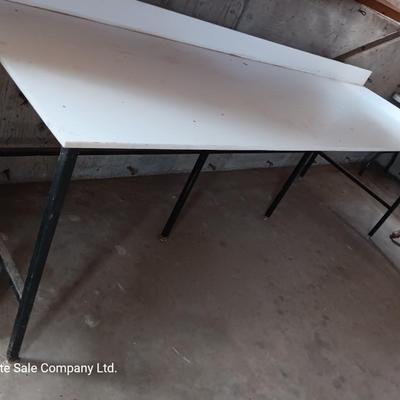 Long metal framed table / workbench / craft table