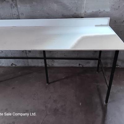 Long metal framed table / workbench / craft table