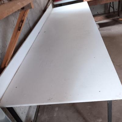 Long metal framed table / workbench / craft table