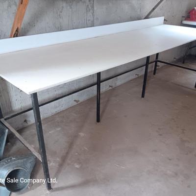 Long metal framed table / workbench / craft table