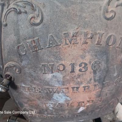 Antique wood burning stove Champion No. 136 Wehrle Co.