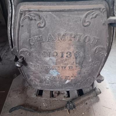 Antique wood burning stove Champion No. 136 Wehrle Co.