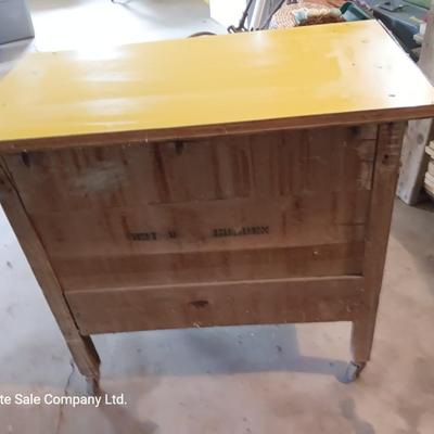 Antique cabinet with drawer and storage Framica top