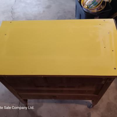 Antique cabinet with drawer and storage Framica top