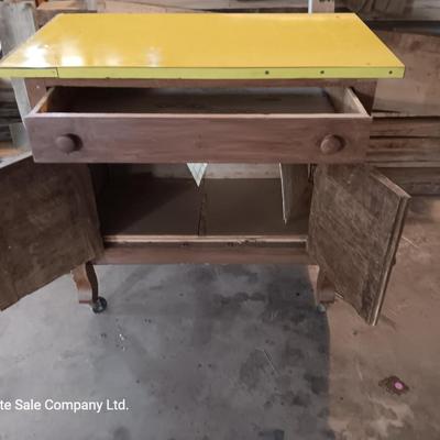 Antique cabinet with drawer and storage Framica top
