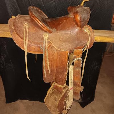 Antique Child sized leather saddle