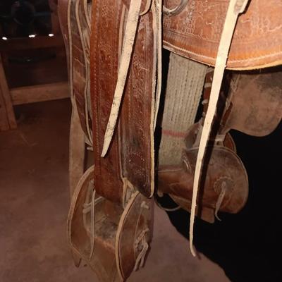Antique Child sized leather saddle