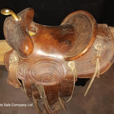 Antique Child sized leather saddle