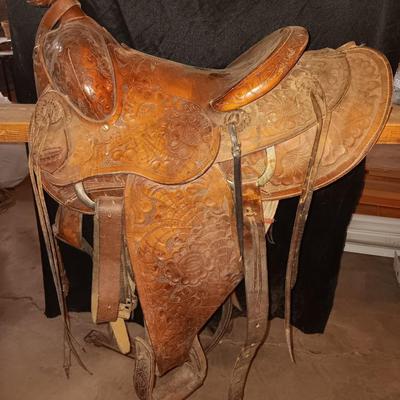 Antique leather saddle - Buck Steiner Maker Austin Texas