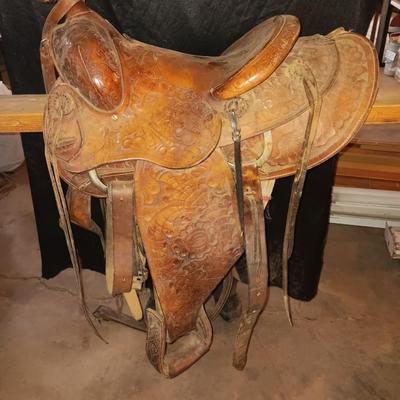 Antique leather saddle - Buck Steiner Maker Austin Texas