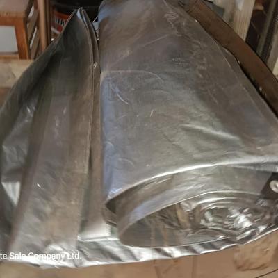 Steel pipe pole tent with 2 large silver tarps
