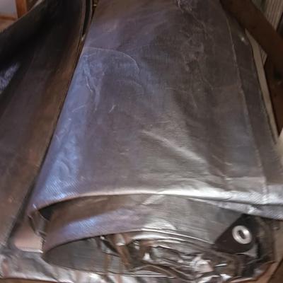 Steel pipe pole tent with 2 large silver tarps