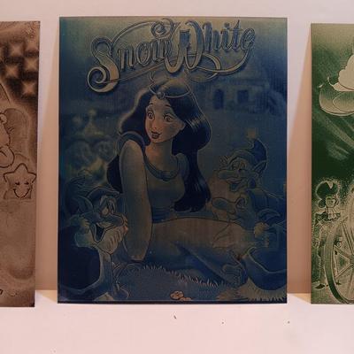 Cartoon laser art - metal / tin tiles with cartoon characters