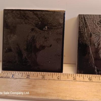 Three laser art tiles Ram - Owl and Bear