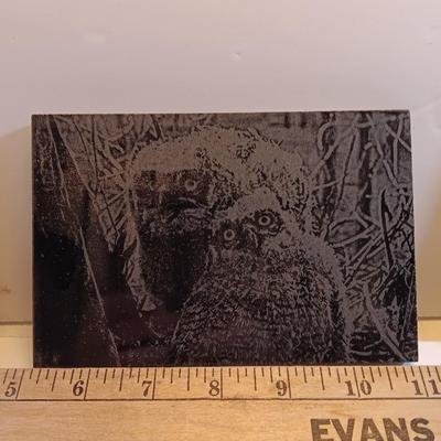 Three laser art tiles Ram - Owl and Bear