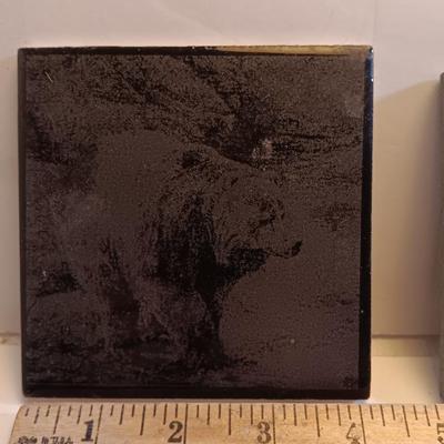 Three laser art tiles Ram - Owl and Bear