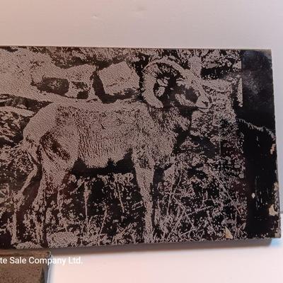 Three laser art tiles Ram - Owl and Bear