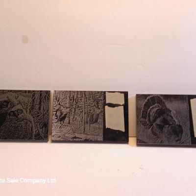 Three laser art tiles Turkey - Deer- owls