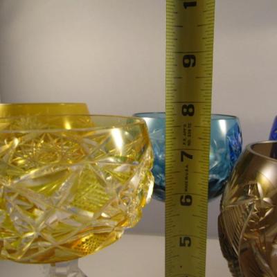 Assorted Etched Crystal Wine Glasses- Mismatched Patterns